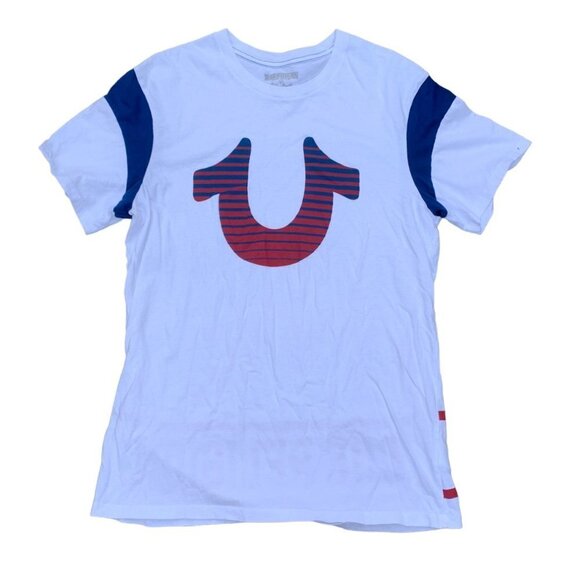 TRUE Religion Lined Football Shirt Medium - Picture 1 of 5